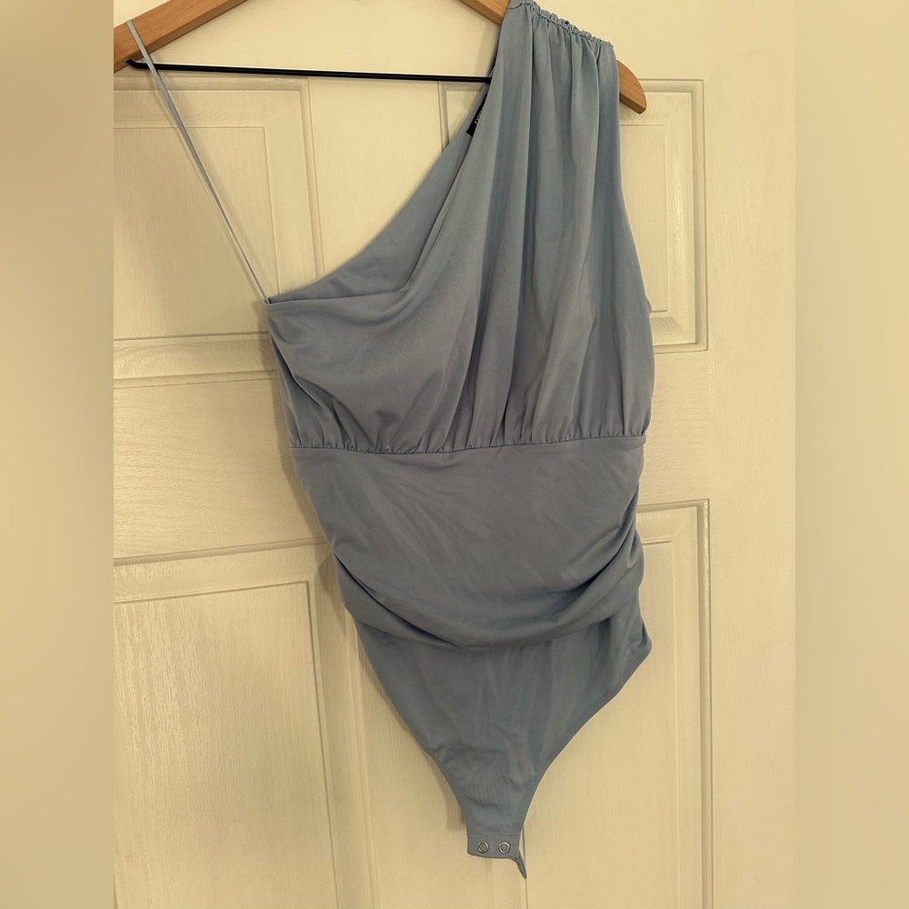 One Shoulder Carolina Blue Bodysuit